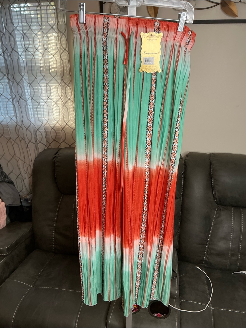 Striped Ombre Maxi Skirt in Coral and Mint
